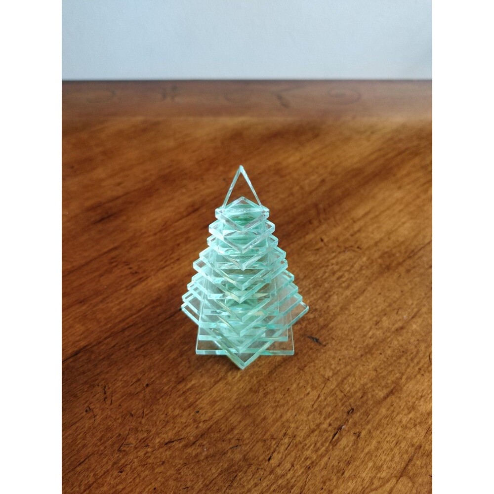 Vintage Stacked Layered Art Glass Pine Christmas Trees Abstract Sculpture ~4.5" - Picture 11 of 11